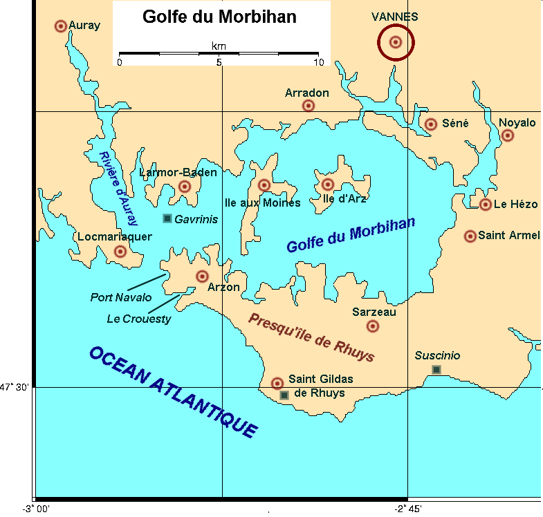 Karte des Golfe du Morbihan
