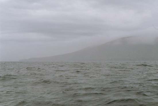 Die Insel Bressay - Ansteuerung der Shetlands bei Nieselregen und mäßiger Sicht